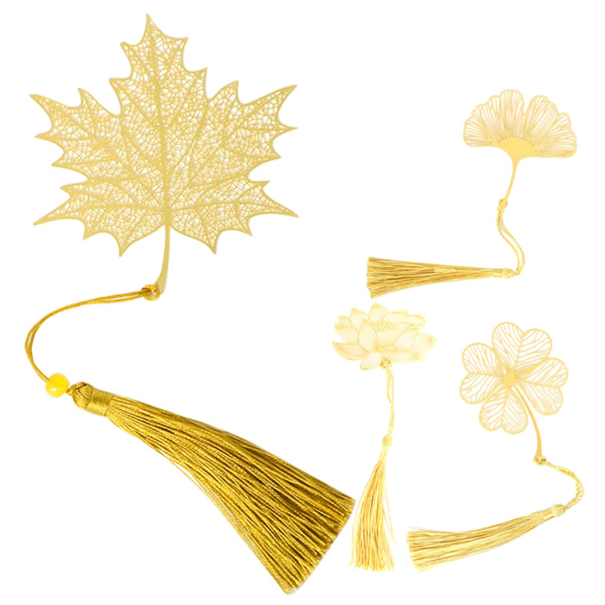 STOBOK 16stücke Teiliges Pflanzen-design Lesezeichen Kreative Buchzeichen Für Lehrer Und Geschenkideen Frischem Naturmaterial Mit Quasten Ahornblatt Kleeblatt Ginkgo Lotus