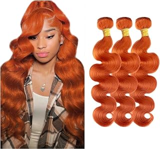 #350 Orange Bundles Body Wave Bundles Human Hair 22 24 26 Inch Unprocessed Brazilian Virgin Weave Hairs Ginger Orange 3 Bundle 50 Gram Per Bundle Human Hair Extensions For Woman
