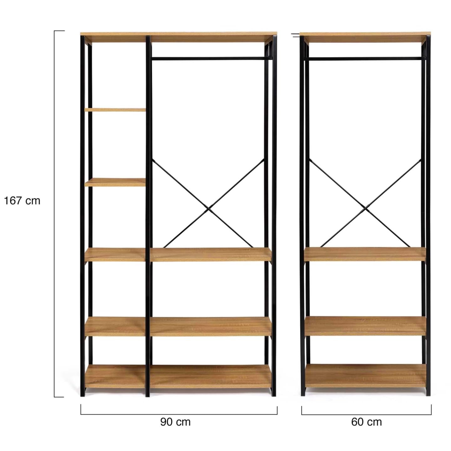 IDMarket - Vestidor modulable XXL L. 150 cm Detroit Diseño Industrial