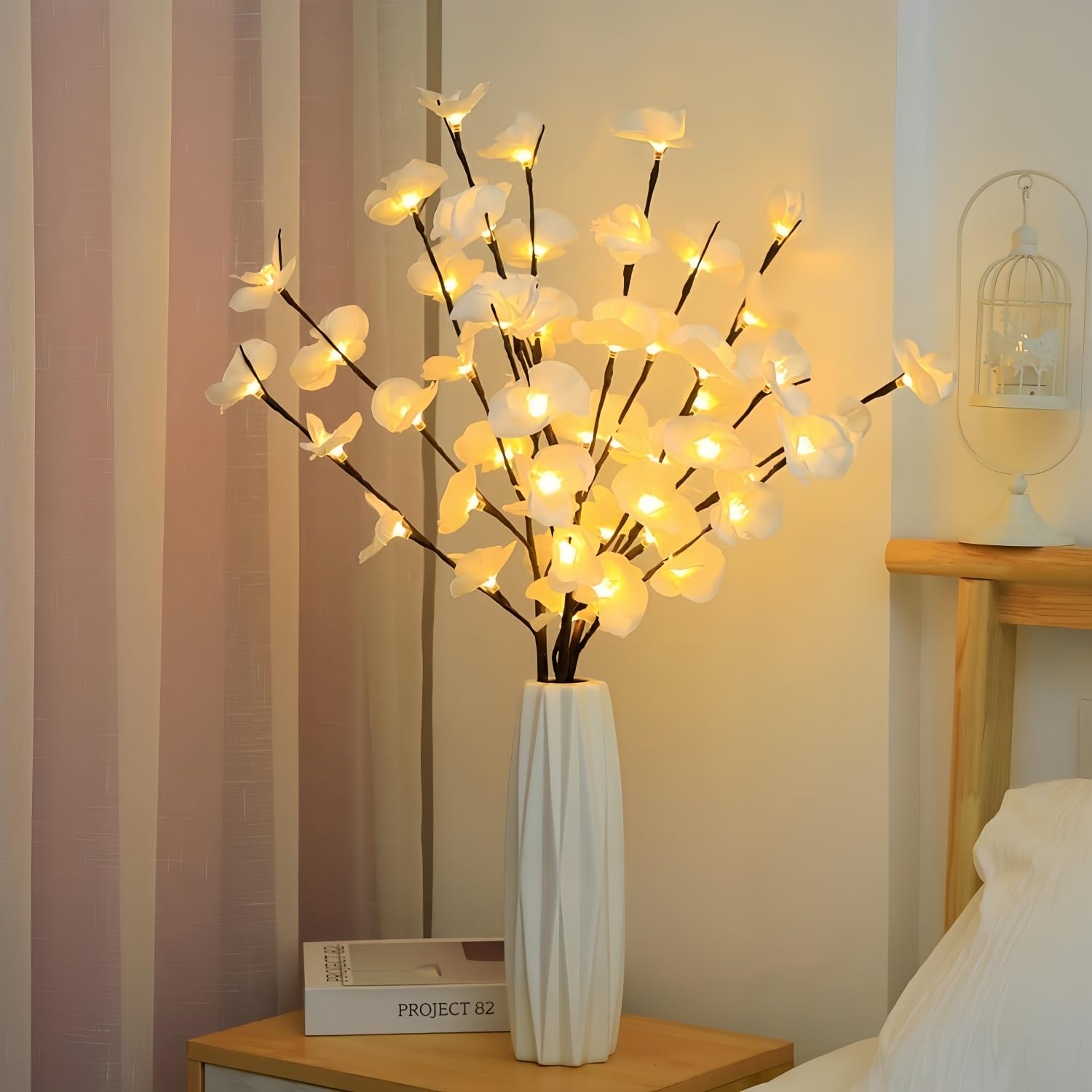 2 PCS LED Lighted Twig Branches 40 LED Beads Warm White Colored Battery Operated Decorative Branch Lights for Vase Bedroom Restaurant Coffee Bar Library Party Photo Background 70CM