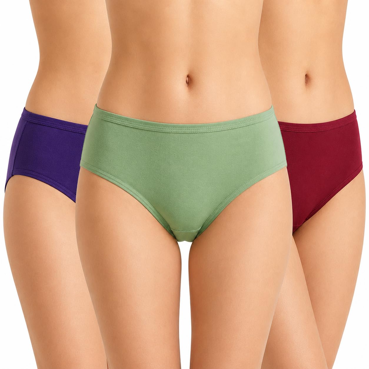 Comfy Cotton Blend Hosiery Plain Panties for Women Pack of 3 Random Colors Combo-picture-25