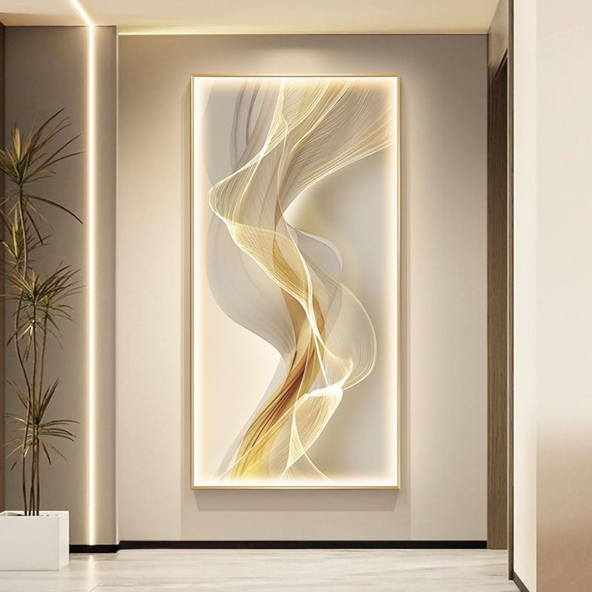 Grande décoration murale design or 50x100cm objet déco long couloir