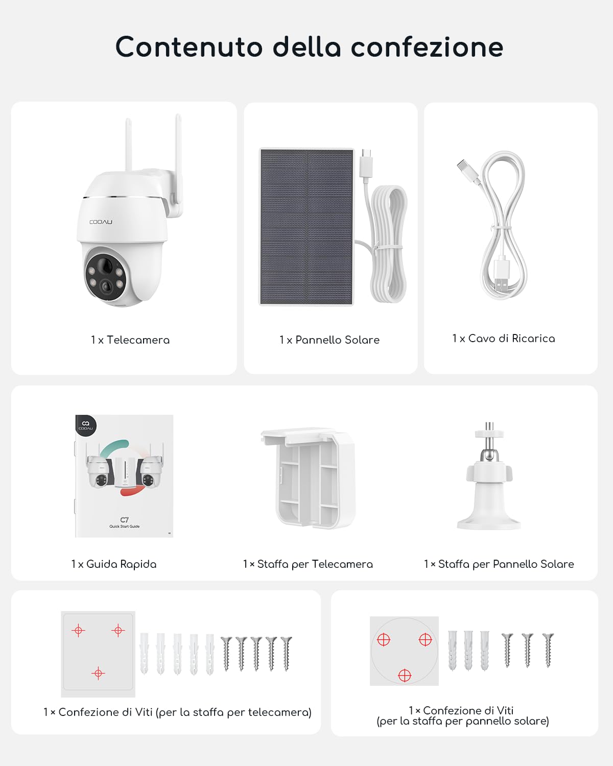 COOAU 4MP Telecamera Wi-Fi Esterno Senza Fili pannello solare,Videocamera Sorveglianza Esterno con Batteria,Visione Notturna a Colori Telecamera,360°PTZ,Rilevazione di Movimento,2Vie Audio,Sirena,IP66