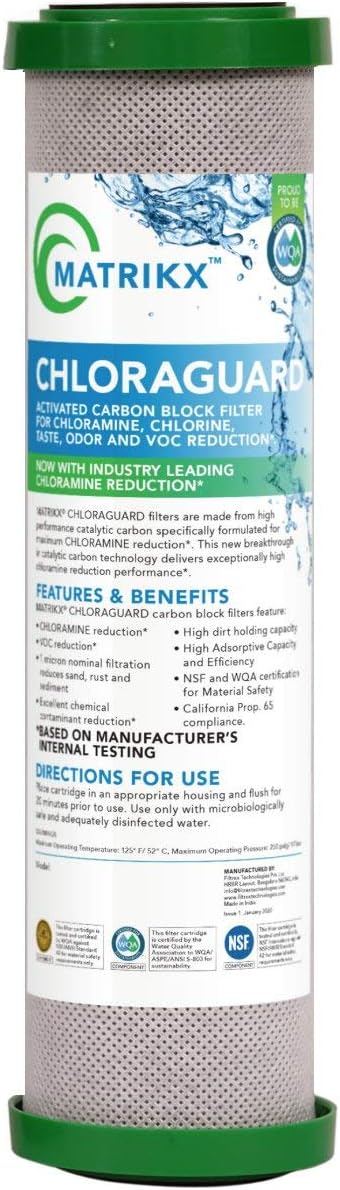 MatriKX KX Technologies - 36-250-10-MATRIKX - 10" x 2.5" ChloraGuard - 1 Micron - Chloramine Reduction Filter