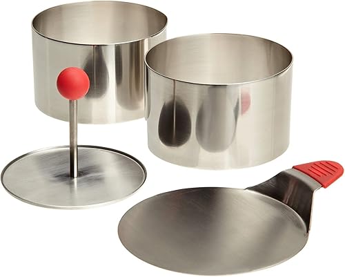 Ateco 4952 juego de moldes redondos para alimentos, 2.75 x 2.1 pulgadas de alto, juego de 4 unidades, incluye 2 anillos, Plateado