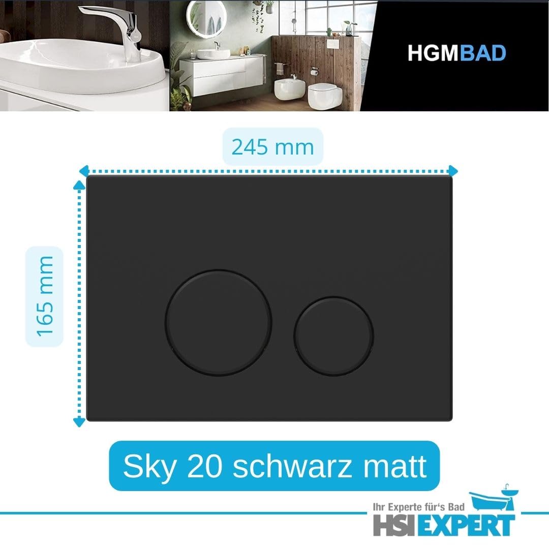 Duofix Spülkasten Drückerplatte schwarz matt Villeroy Boch Architectura WC spülrandlos Komplettset