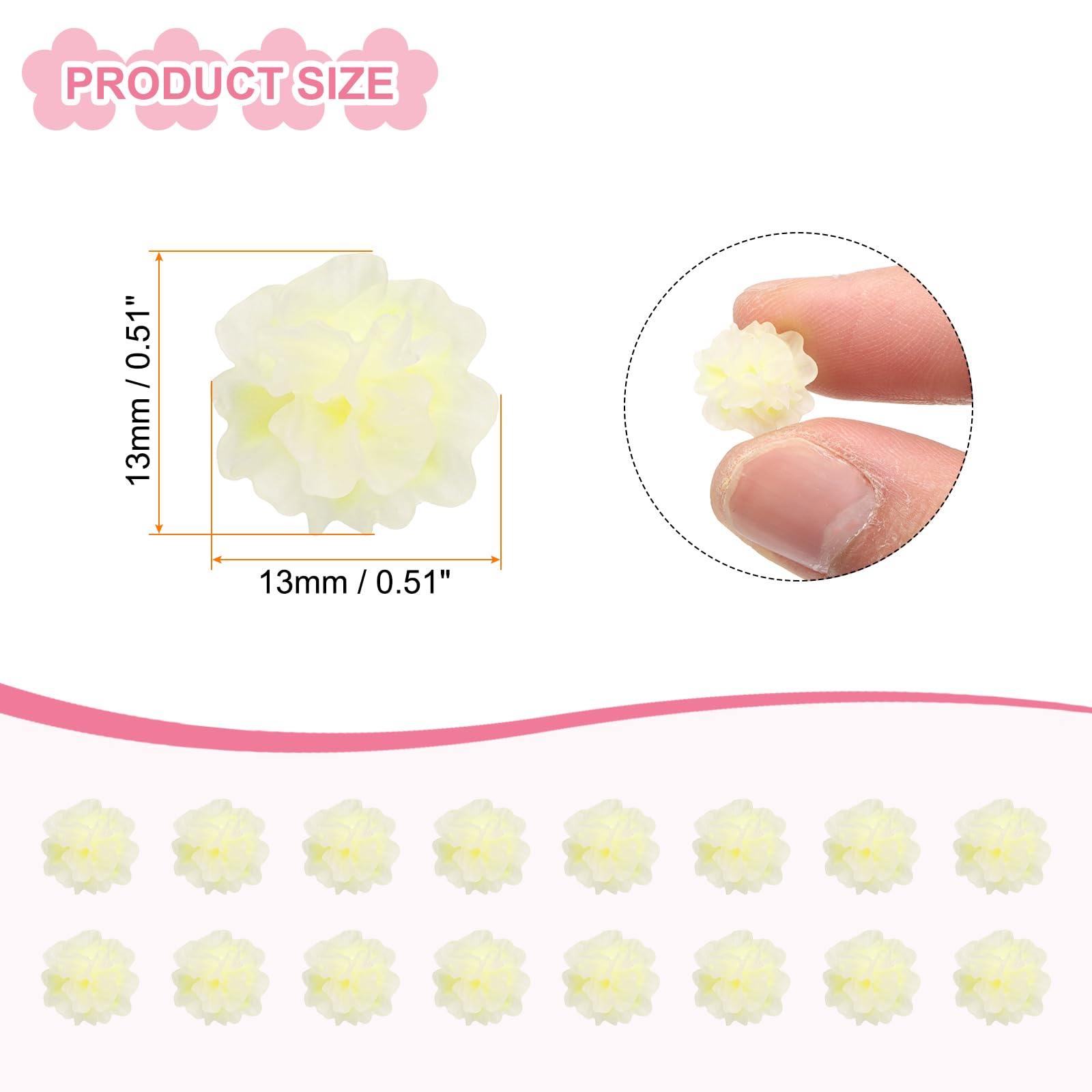 CoCud Mini Resin Flower, 0.51" Diameter, Miniature Tiny Luminous Flower Charm Dollhouse Yellow - Image 2