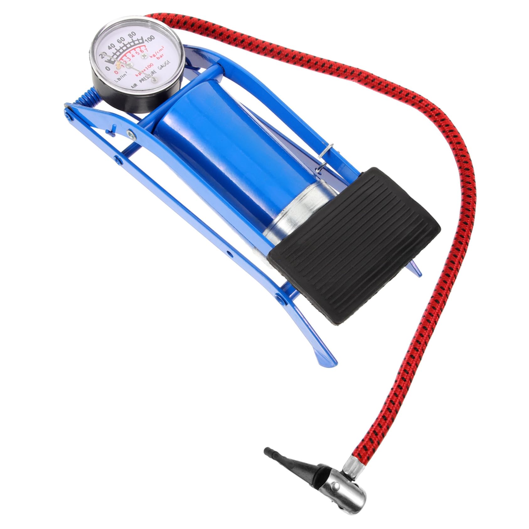 Toddmomy Fahrradluftpumpe Hochdruck Fußpumpe Luftpumpe für Bike Auto Ball Fußpedal mit Barometer Rot