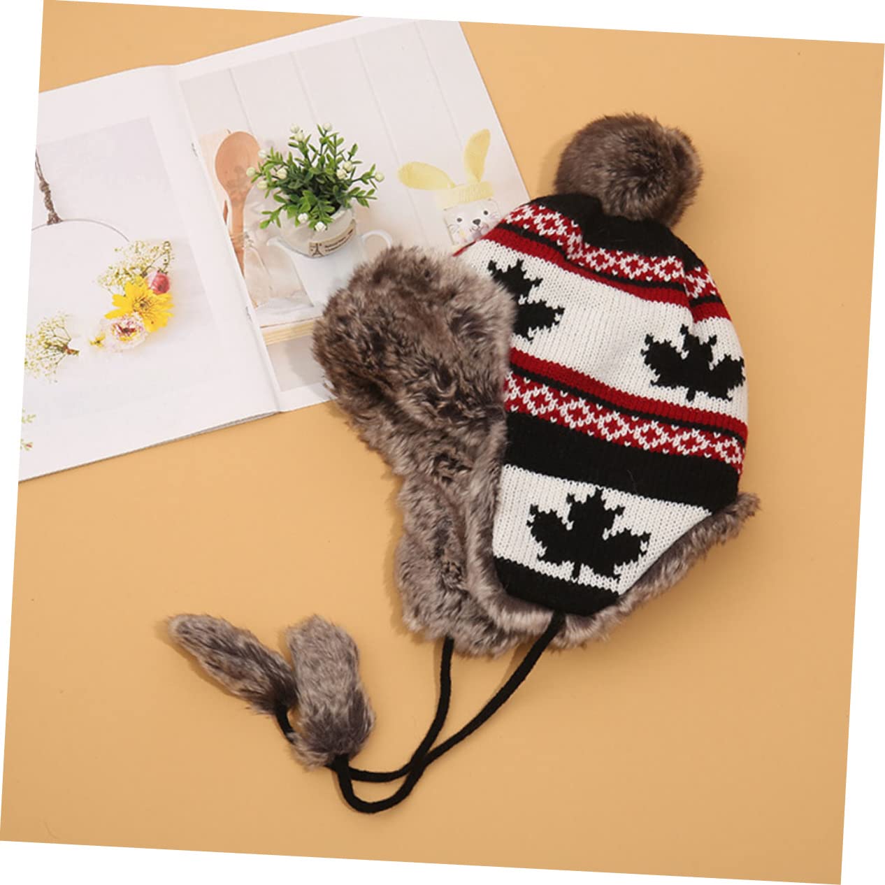 5 Piezas gorro de arce gorro con orejeras sombrero de punto de moda sombreros de mujer termico cálido sombrero caliente aire portátil algodón
