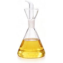 ELETON Conical Borosilicate Glass Olive Oil Dispenser Non Drip Oil Bottle for Kitchen, Leak Proof Vinegar Cruet, Easy Clean, 12 oz