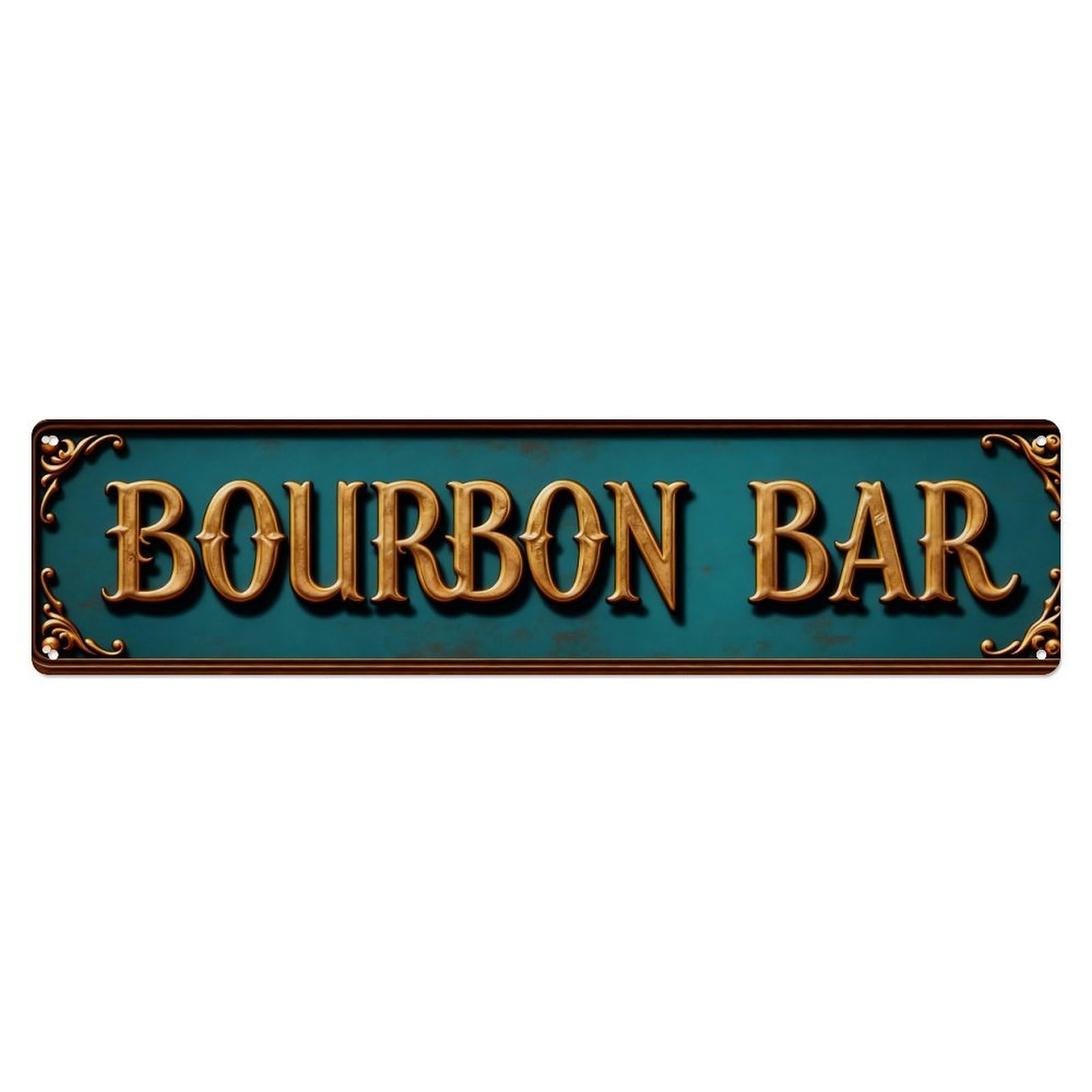 Bourbon Bar Sign Pattern Metal Tin Sign Plaque