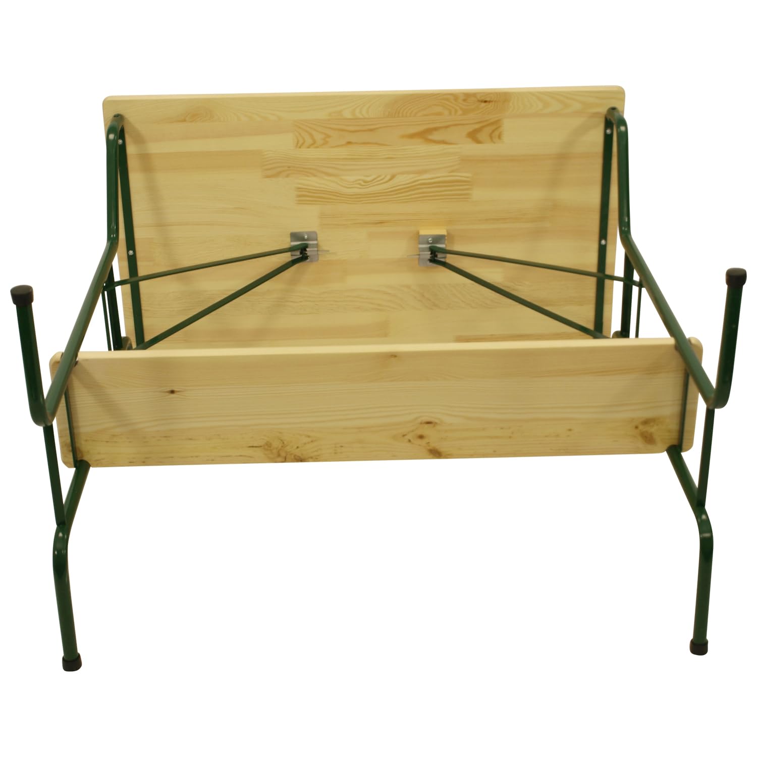 DEGAMO Stehtisch Bartisch Bamberg 70 x 113 cm, Gestell Stahlrohr dunkelgrün, Tischplatte Kiefernholz transparent beschichtet, klappbar, Höhe 110cm