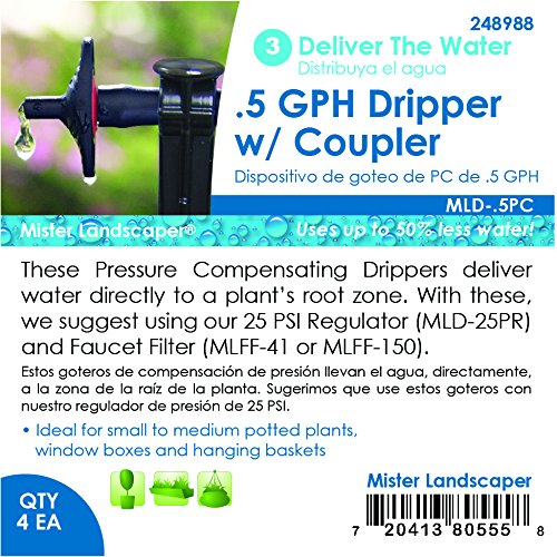 Goutteur 5 GPH Compensation de Pression Mld-.5pc pour un débit d'eau régulier constant - 4