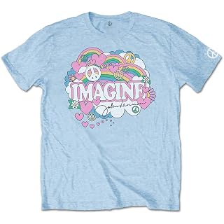 John Lennon Rainbows, Love & Peace officiel T-shirt Hommes unisexe - Les Beatles, Paul McCartney, John Lennon, RIngo Starr, George Harrison