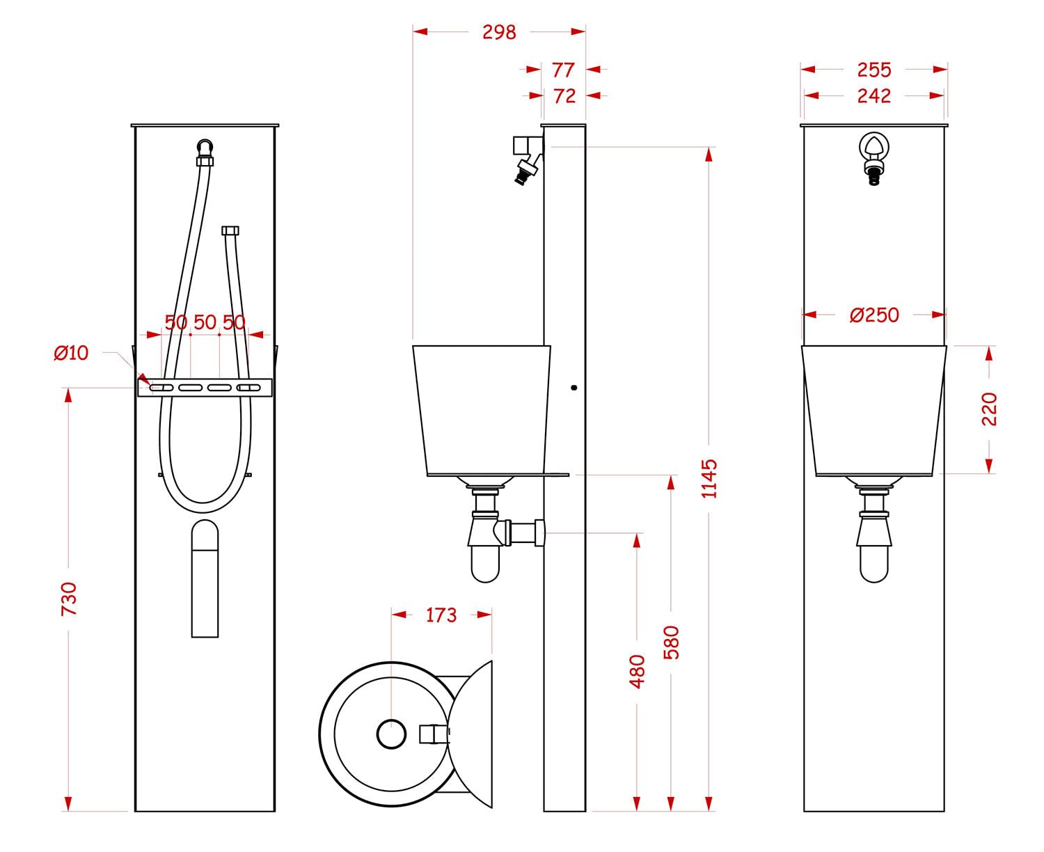 belfer Fontana a Parete da Giardino con Rubinetto e Secchio 42/PRT Antracite