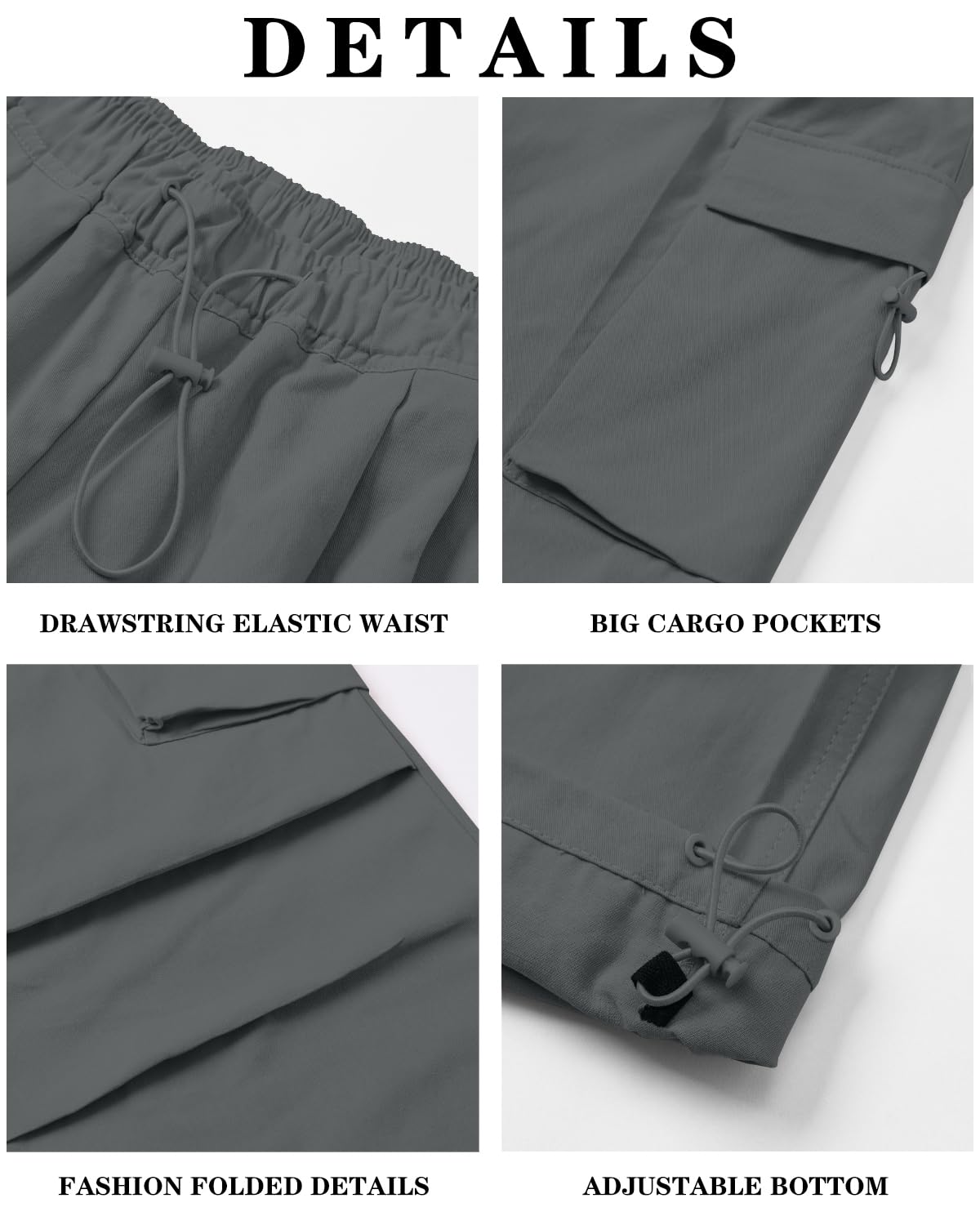 AOWKULAE Pantaloni cargo da ragazza, casual, con coulisse, abbigliamento sportivo, pantaloni da paracadute