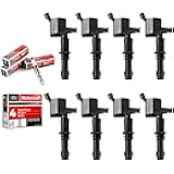 Set of 8 Ignition Coils Pack Straight Boot & Motorcraft Spark plug SP546 SP515 Compatible with Ford F150 F250 F350 Super Duty Expedition Lincoln Navigator V8 5.4l Replacement for DG511 FD508