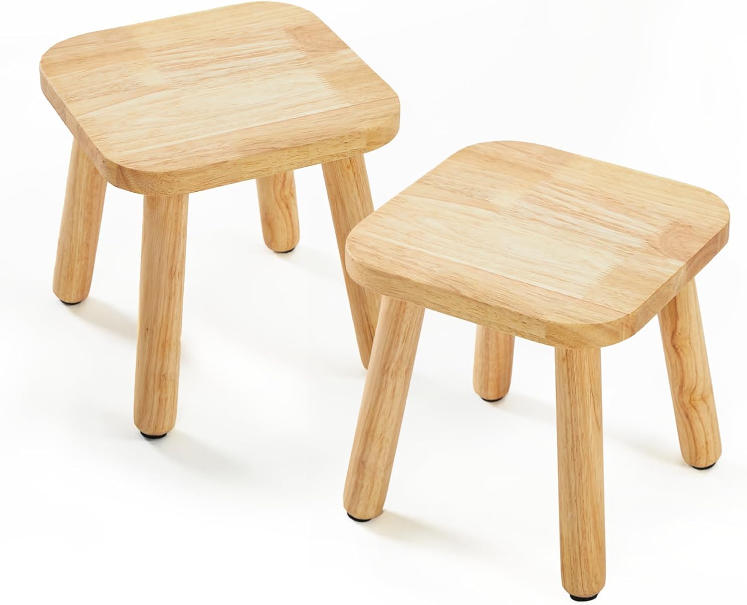 Solid Wooden Step Stool for Kids Adults, Short Chair Toddlers Plant Stool, Kids Stool Perfect Matched Sensory Table, Multi-Purpose Sitting for Kitchen Playroom Bathroom Bedroom (2 Pack)