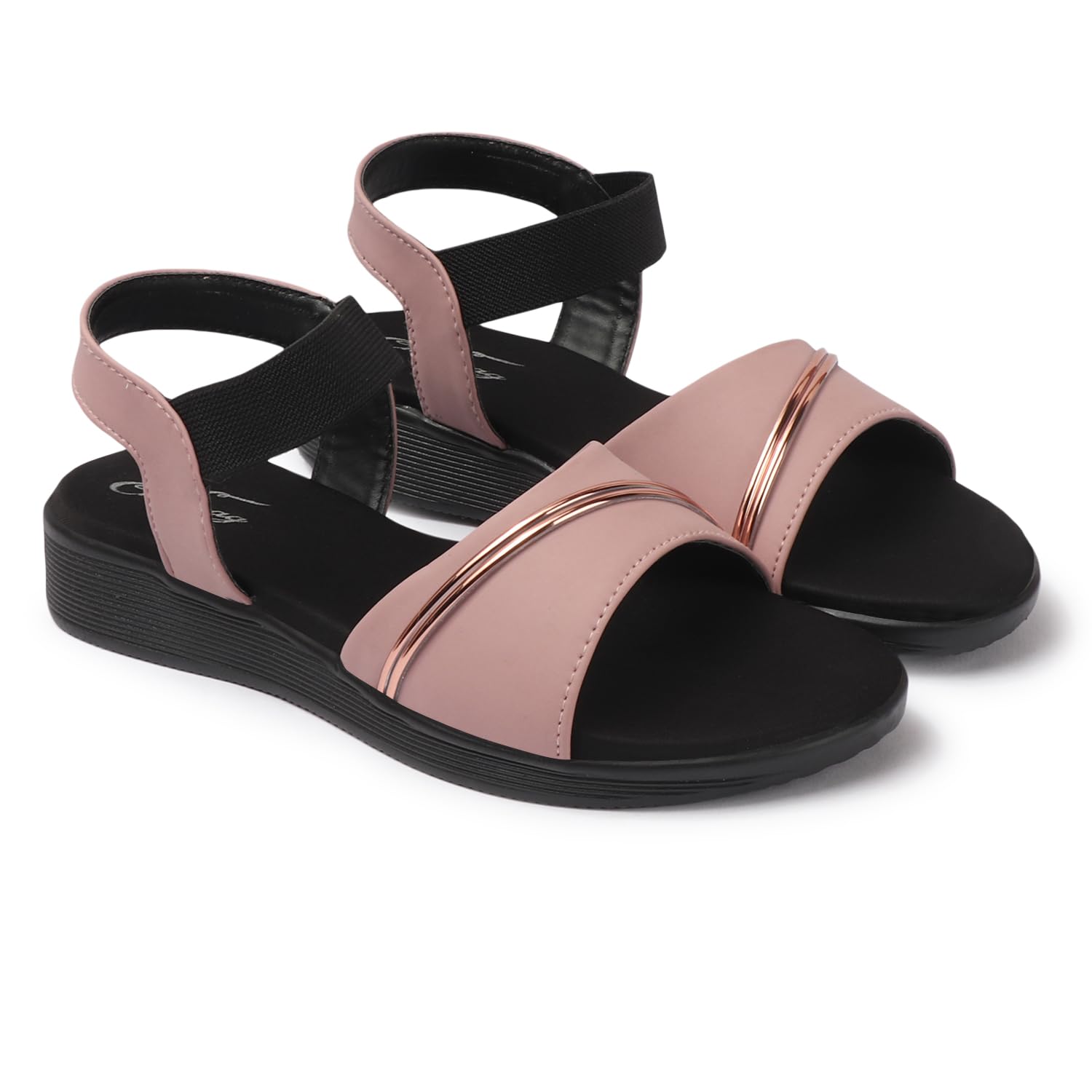 Women’s Embellished Toe-Ring Comfort Flats | Stylish Casual Slip-On Sandals for Women (CR-355-P)-image-42