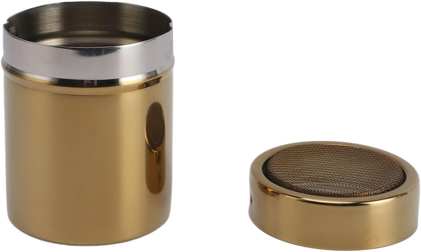 Powder Sugar Shaker, Powder Sugar Shaker Stainless Steel Fine Mesh Dredges Large Capacity Kitchen Golden