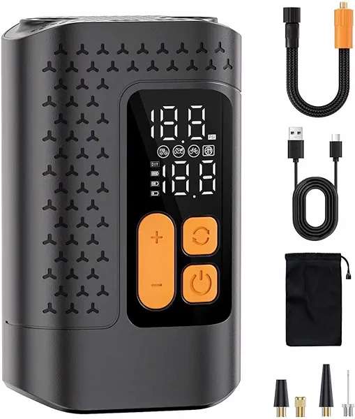 Electric Bike Pump, 160PSI Mini Bike Tire Pump, 4X Fast Bicycle Pump with Digital Pressure Gauge, Bike Air Pump for Mountain Bike, Moto, Car and Balls