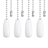 Dotlite Ceiling Fan Pull Chain Extender, 4pcs Wooden Decorative Pendant Extension Chains, 12 Inches Lighting & Fan Beaded Ball Fan Cord Extender Ornament with Connector (Wooden White 4Pcs)