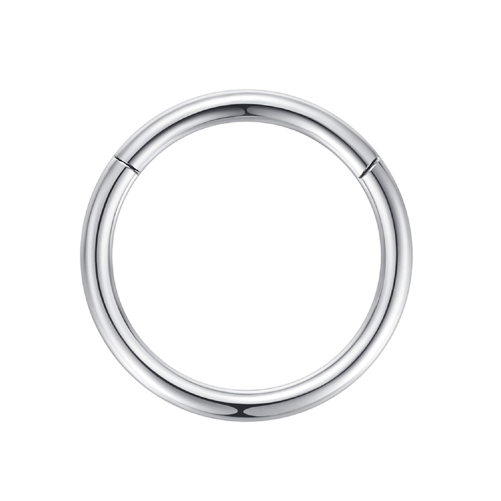 Popuhoops 316L Surgical Steel Hinged Nose Rings Hoop Suptum Ring Body Piercing Lip Rings Helix Cartilage Rook Earrings 20G 18G 16G 14G 12G 10G 8G, Diameter 5mm to 16mm, Gold-Rose Gold-Silver-Black — view 15