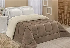 Edredom Sherpa Cobertor E Coberdrom Casal Queen 2,20M x 2,40M Avelã