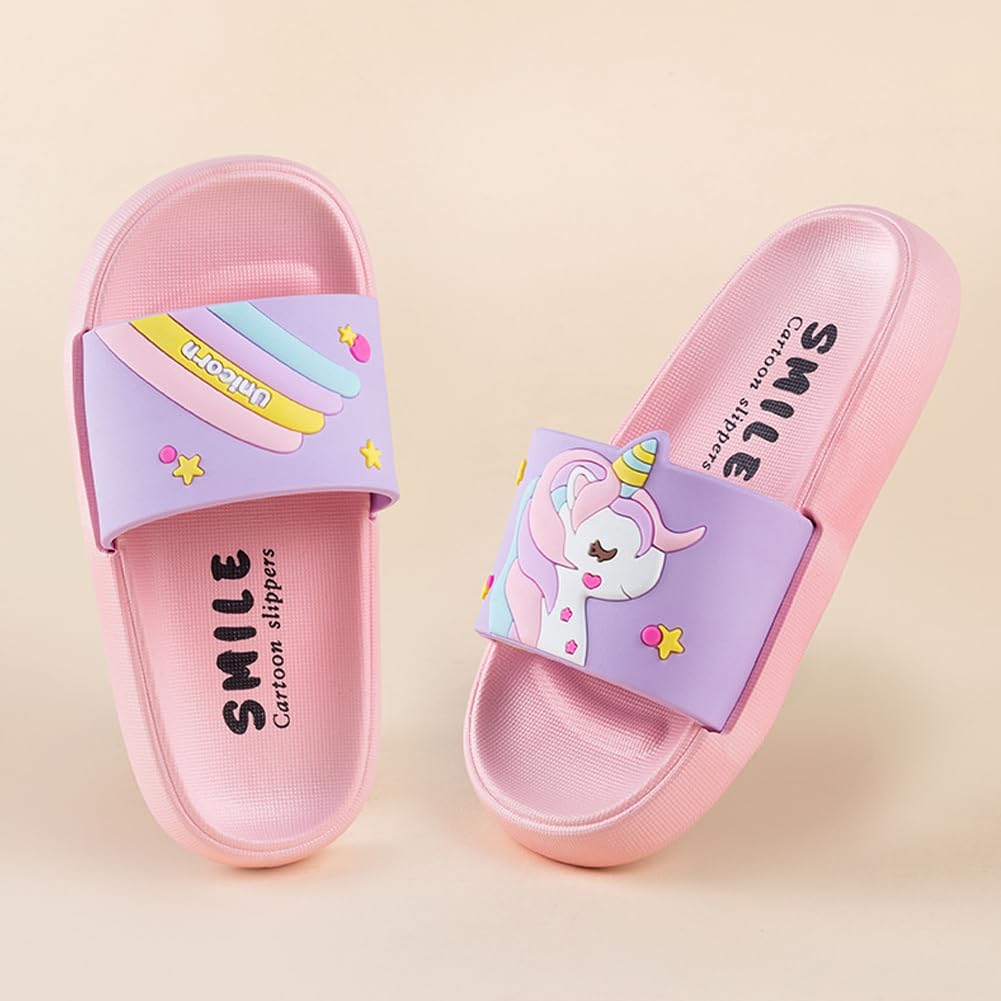 Pantuflas de unicornio para niñas, para playa, piscina, verano, sandalias para niños, lindas zapatillas de baño y ducha