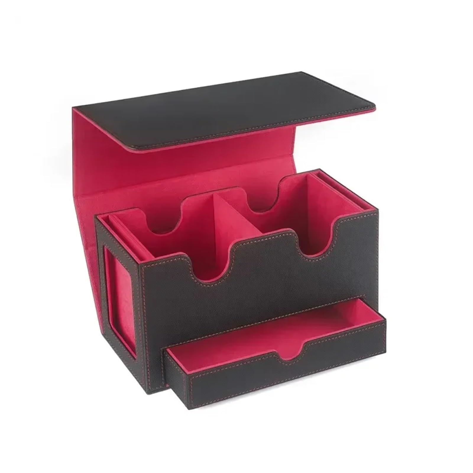Deck Box Scatola Porta Carte in Pelle for Trading Commander(Red-Black)