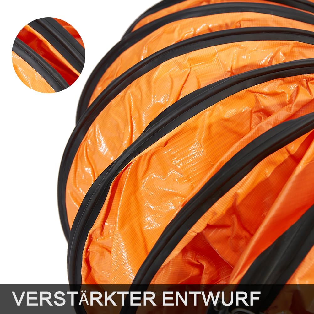 PVC Flexibler Kanalschlauch, 250mm Durchmesser 7.6m Länge HVAC Kanalschlauch Flammenhemmend für Ventilator Dienstprogramm Gebläse mit verstellbarem Seil und D-Ring, einfache Lagerung(250mmX7.6)