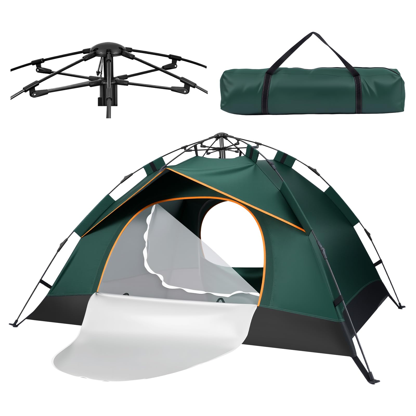LN COZY CORNER 3-Person Pop Up Tent Instant Setup Camping Tent Waterproof & Windproof Double Layer Dome Tent with Removable Rainfly Lightweight for Backpacking Garden
