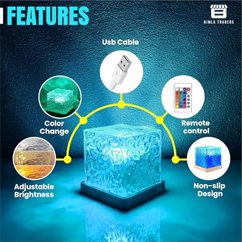 Image of Btag Water Ripple Night Light, Romantic Warm Ocean Wave Effect, Crystal Astronomy Night Table Lamp for Bedroom, LED Projection Lamp (Water Ripple)