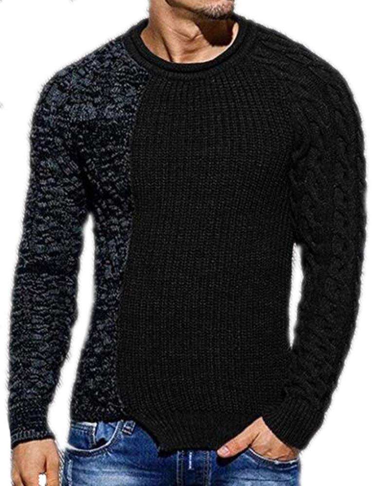 Men's Jumper Knit Pullover with Crew Neck Lightweight Sweater