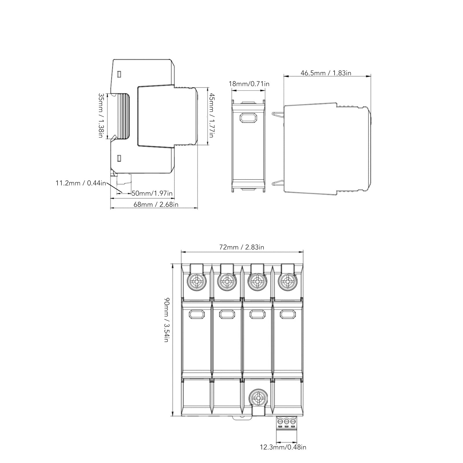 Surges Protective Device AC 275V 4P 40KA DIN Guide Rail Voltage Arrester Protector Electronic Protection Module for Power Line System