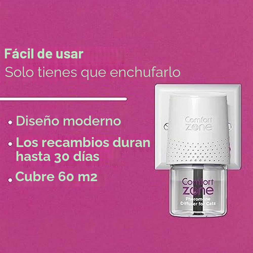 Pack Eco de 4 recambios para difusor Comfort Zone (120 días) – feromonas: Reduce el estrés, el Marcado urinario, Las garadas y Otros comportamientos problemáticos.