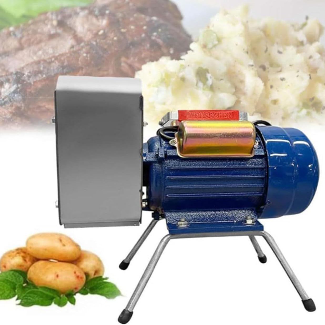 Machacador De Papas Eléctrico Comercial, Prensador De Papas De Acero Inoxidable De 750 W, Mezcla Puré, Batidor - Alimentos para Bebés, Verduras Y Papas, Salida De 20-30 Kg/H