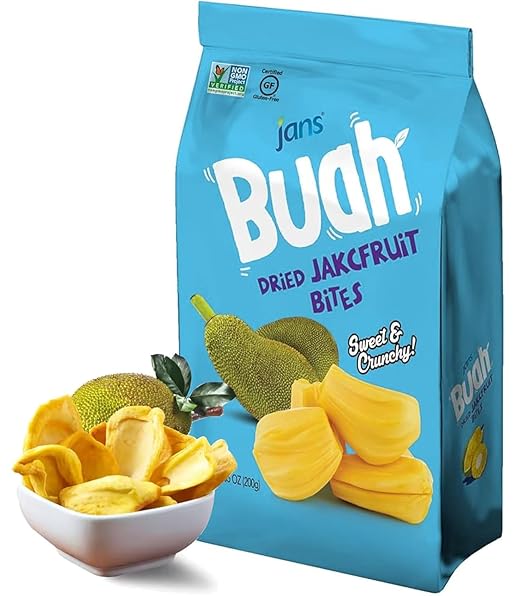 Jackfruit Chips 7 Oz | Jans Buah Dried Jackfruit Chips, Gluten-Less Fruit Snack, Authentic Fruit Experience, Jack Fruit Dried, Freeze Dried