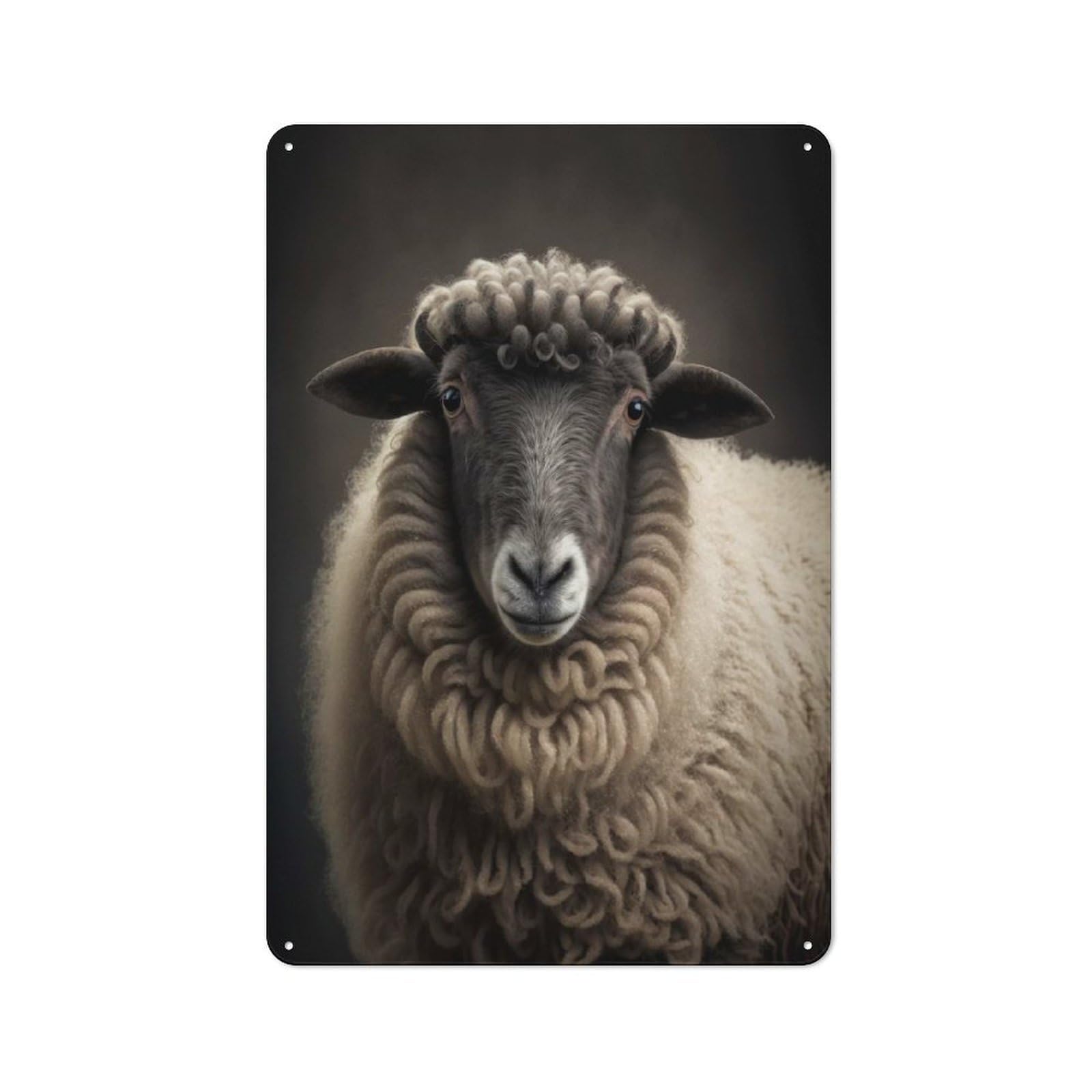 Junmoney Style-1 For Hallway Wall, Sheep Portrait On Dark Vintage-Inspired Metal Sign 30X20cm, A Moving-Home Gift For Collectors Of Tin Signs