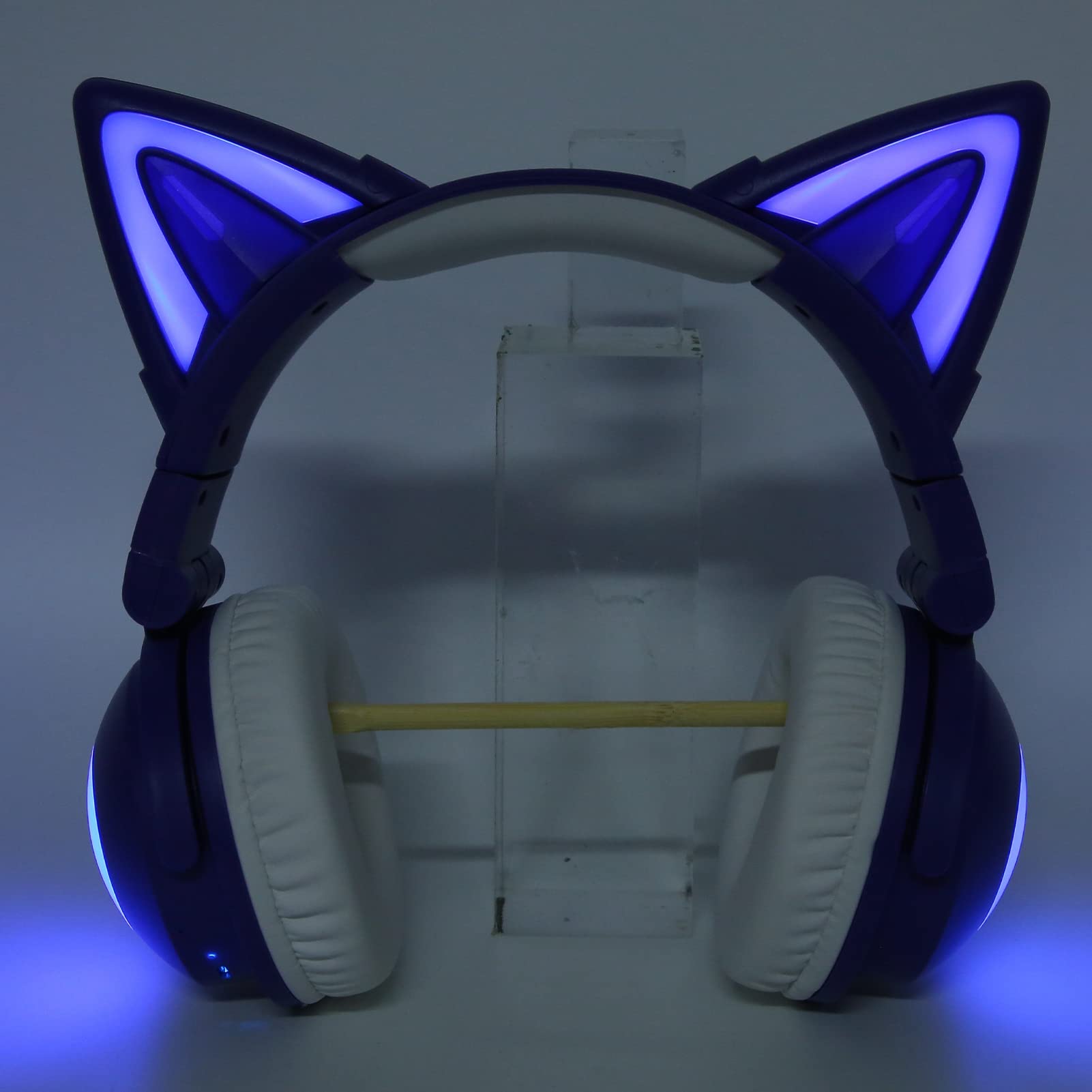 Asixxsix Cuffie Cat Ear, Cuffie da Gioco Stereo Bluetooth con Microfono Integrato e Luce LED RGB, Sovrauricolari per Cellulare Portatile, Archetto Regolabile (BLUE)