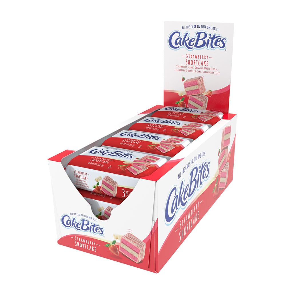 The Original Cakebites by Cookies United, Grab-and-Go Bite-Sized Snack (Strawberry Shortcake, 2 Ounce (Pack of 12)