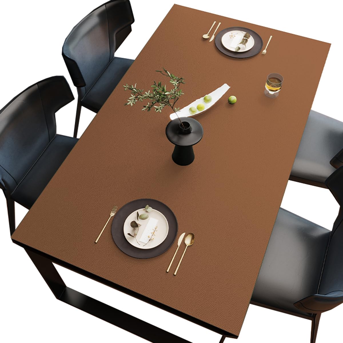Nappe en Cuir antidérapante Napperon sous-Mains Protection de la Table Facile à Nettoyer Marron 90 * 180cm