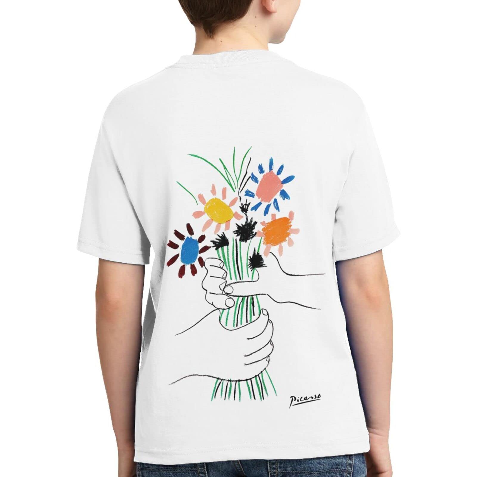 Amazon.co.jp: Tシャツ 子供用 ピカソ 花束を持つ手 半袖 ティーシャツ 