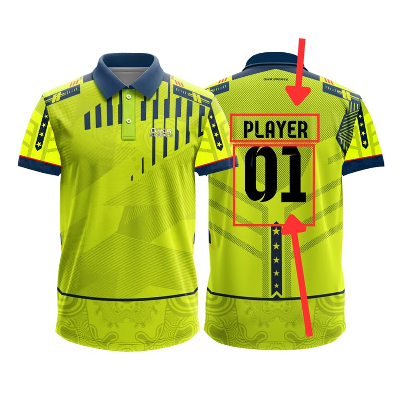 Dika Sports Custom jerseyCricket t-Shirt Breathable Cricket Jersey Printed | 2 Year to 5XL