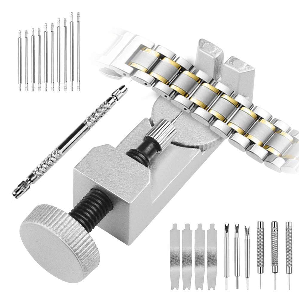 Watch Band Strap Repair Tool Set, Stainless Steel Adjustable Metal Strap Link Pin Spring Lever Remover Repair Tool for Watchmakers, Watch Shops, Watch Repairers, Home