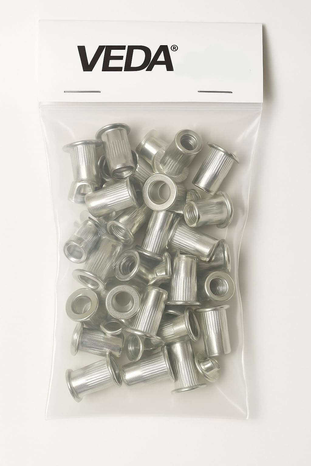 VEDA Dadi per rivetti ciechi in alluminio, M5 x 0,8, 50 pezzi, dadi filettati per metallo, mobili, officina