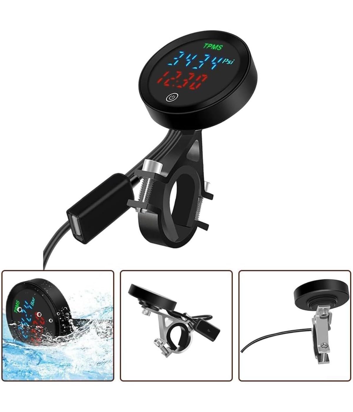 Generisch Sistema de control de presión de neumáticos inalámbrico para motocicleta, TPMS y sensor de presión de neumáticos, con pantalla LCD, adecuado para la mayoría de motocicletas y vehículos