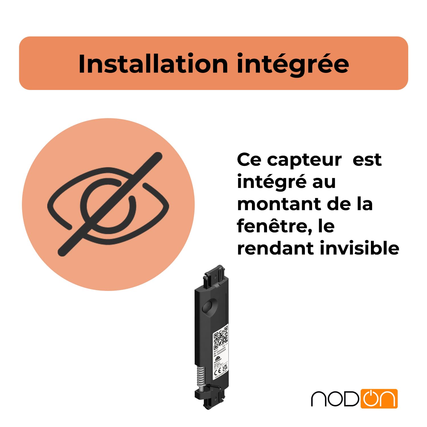 NodOn - EnOcean Detecteur Ouverture Fenêtre Sans Pile Sans Fil | Détecteur Ouverture pour Fenêtres ou Portes-Fenêtres Aluminium ou PVC - IP32 - Compatible avec Jeedom, eedomus, MyUbiwizz