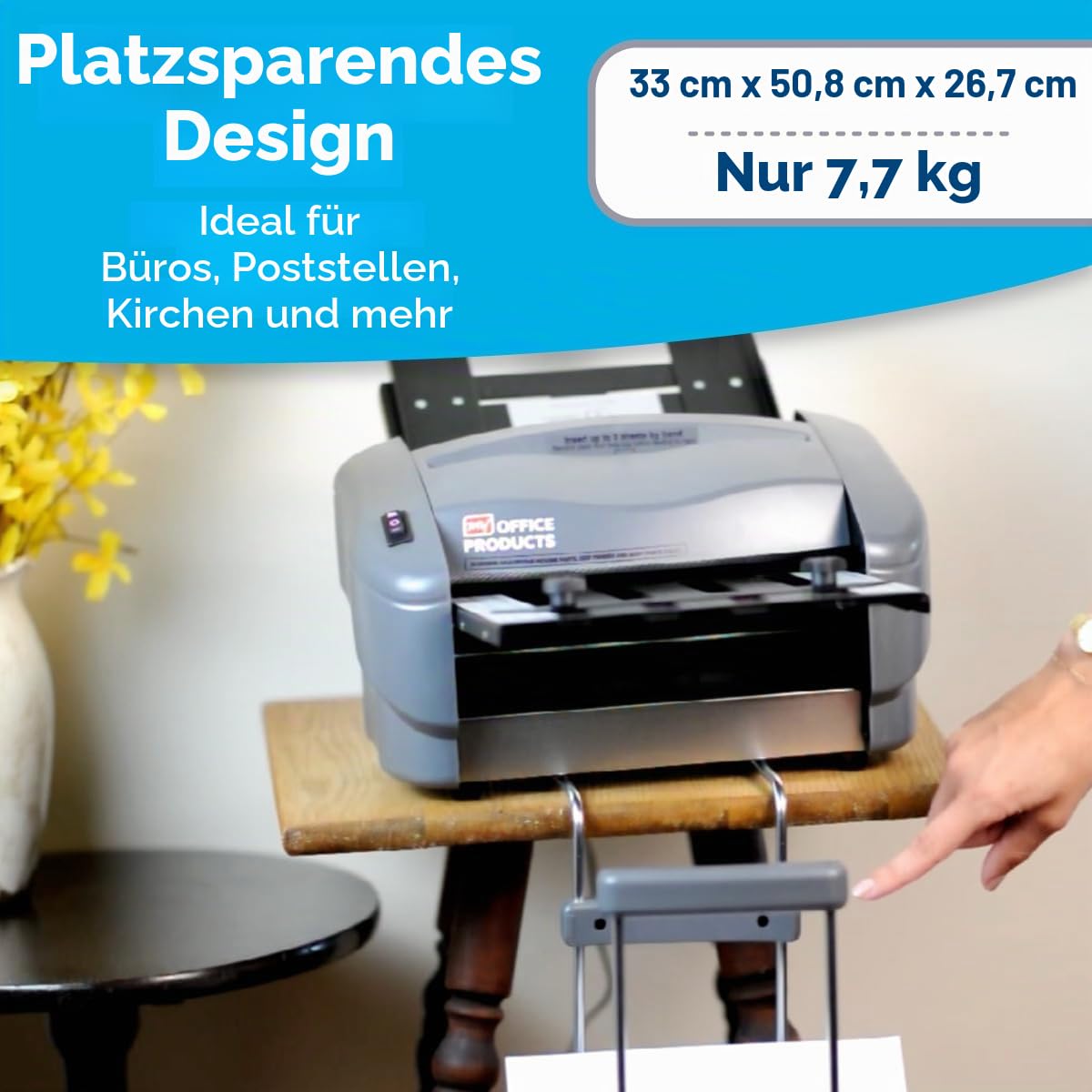 Martin Yale Papier-Falzmaschine P7500: Automatischer Einzug, Tischgerät, 4000 Blatt/Stunde, Brief-, halb-, Z-Falz, doppelt parallel, für Büros, Poststellen, Unternehmen, Falzformate ca. 21,5 x 28 und