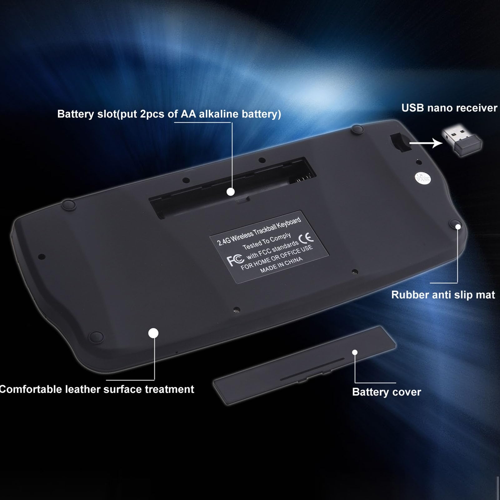 Sxhlseller Teclado Inalámbrico con Trackball y Teclas de Control Multimedia, para PC Box HTPC